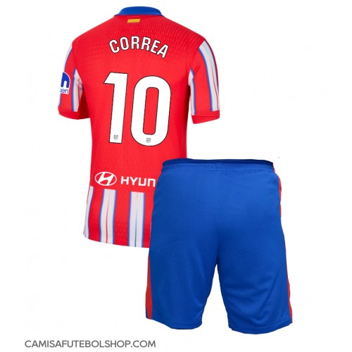 Camisa de time de futebol Atletico Madrid Angel Correa #10 Replicas 1º Equipamento Infantil 2024-25 Manga Curta (+ Calças curtas)